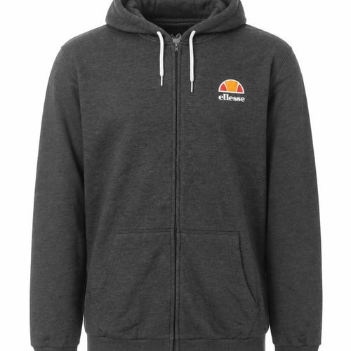 Ellesse Men’s Grey L Full Zip Hoodie Logo Cotton Blend Pockets
