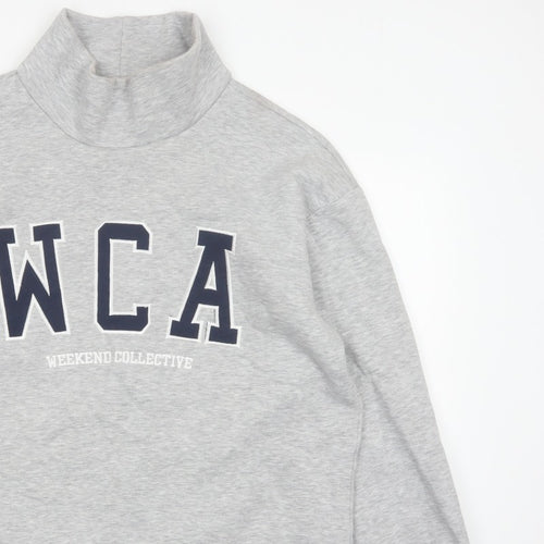 ASOS Design Women Grey M WCA High Neck Logo Pullover Sweatshirt