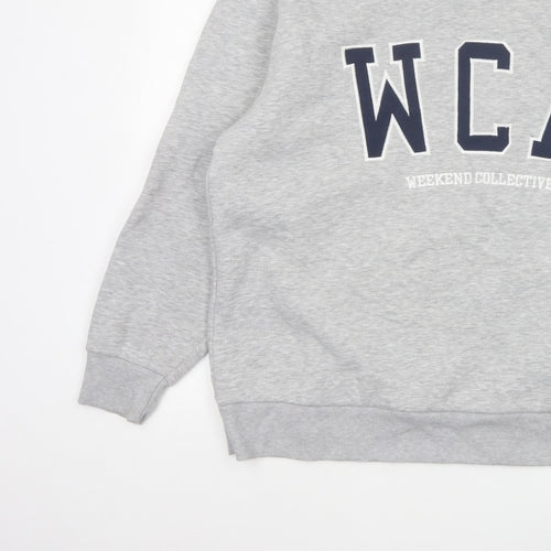 ASOS Design Women Grey M WCA High Neck Logo Pullover Sweatshirt