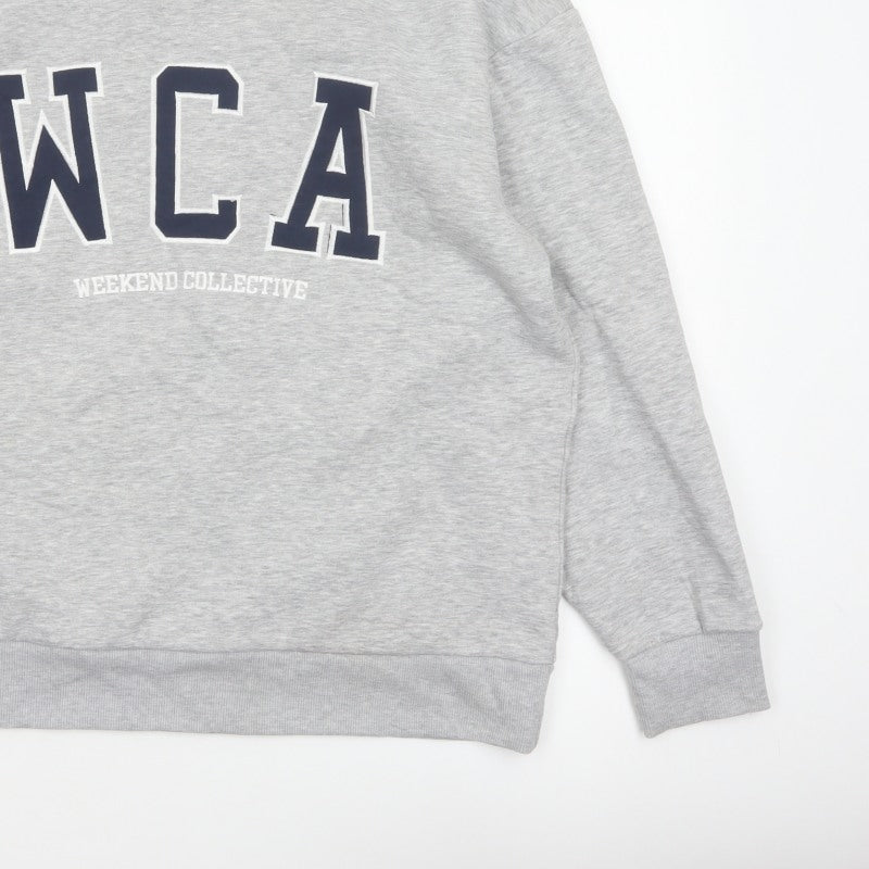 ASOS Design Women Grey M WCA High Neck Logo Pullover Sweatshirt