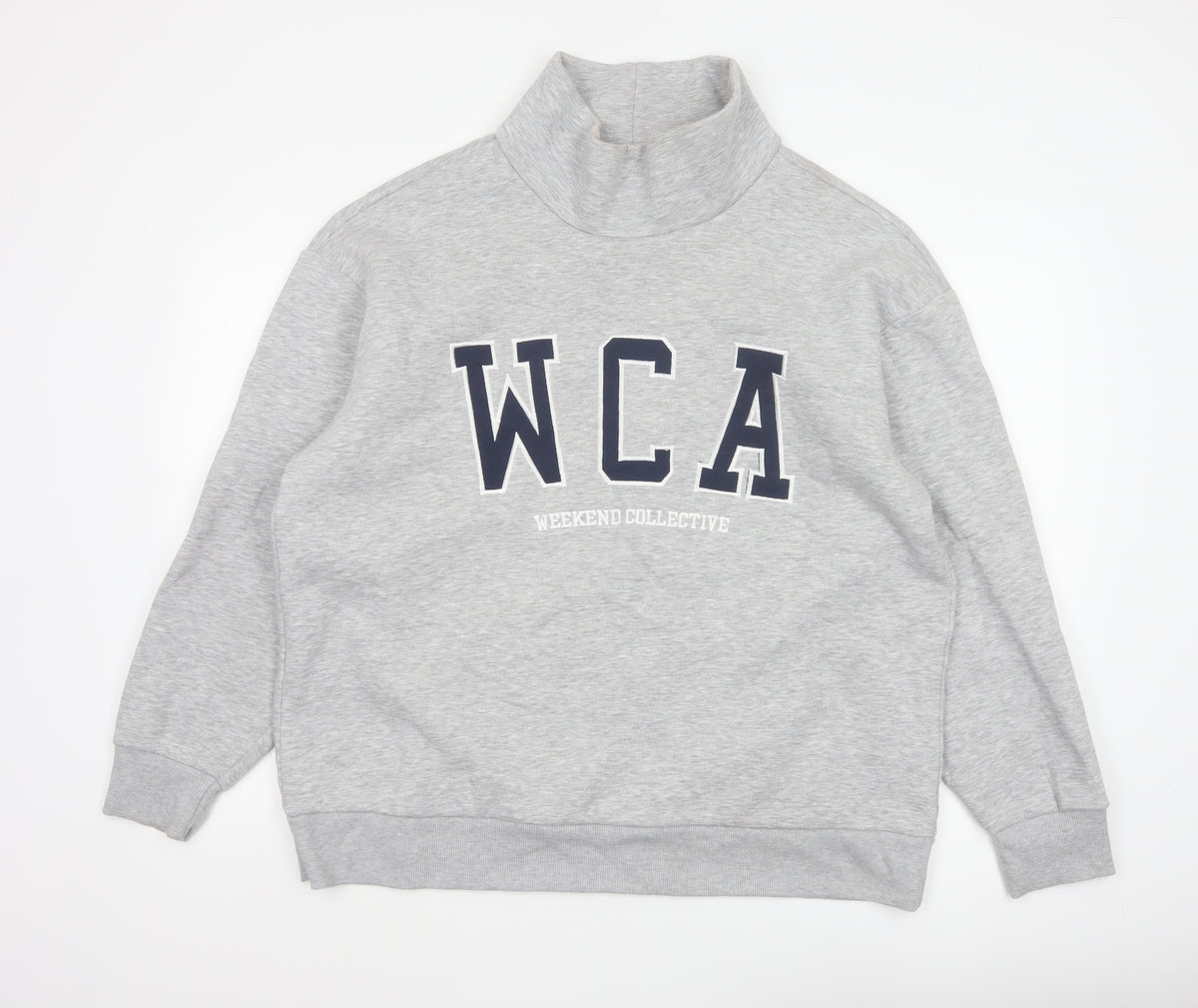 ASOS Design Women Grey M WCA High Neck Logo Pullover Sweatshirt