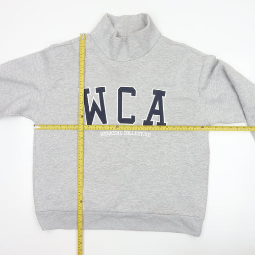 ASOS Design Women Grey M WCA High Neck Logo Pullover Sweatshirt