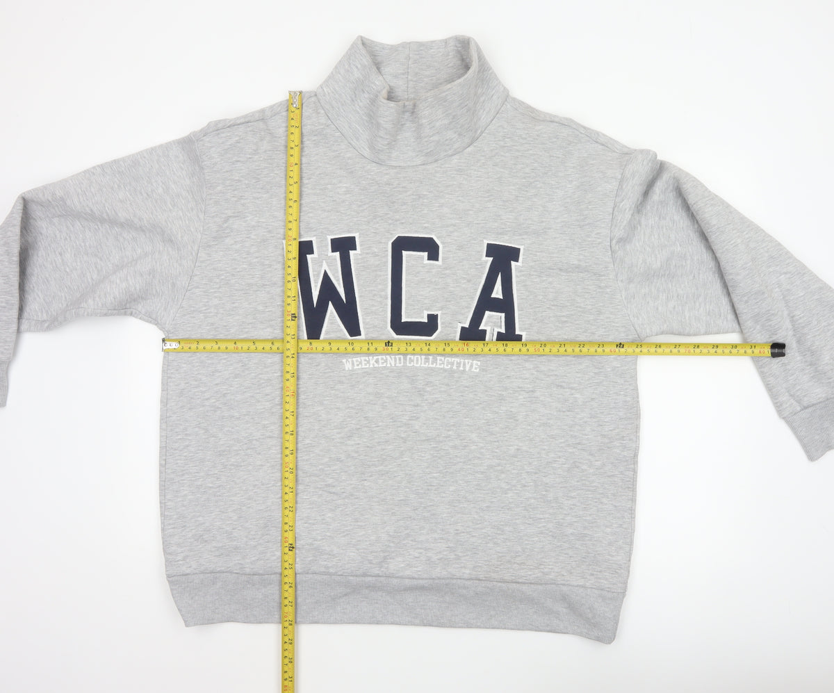 ASOS Design Women Grey M WCA High Neck Logo Pullover Sweatshirt