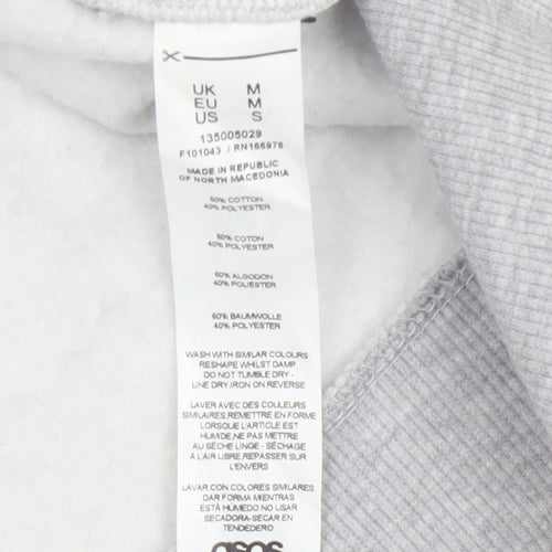 ASOS Design Women Grey M WCA High Neck Logo Pullover Sweatshirt