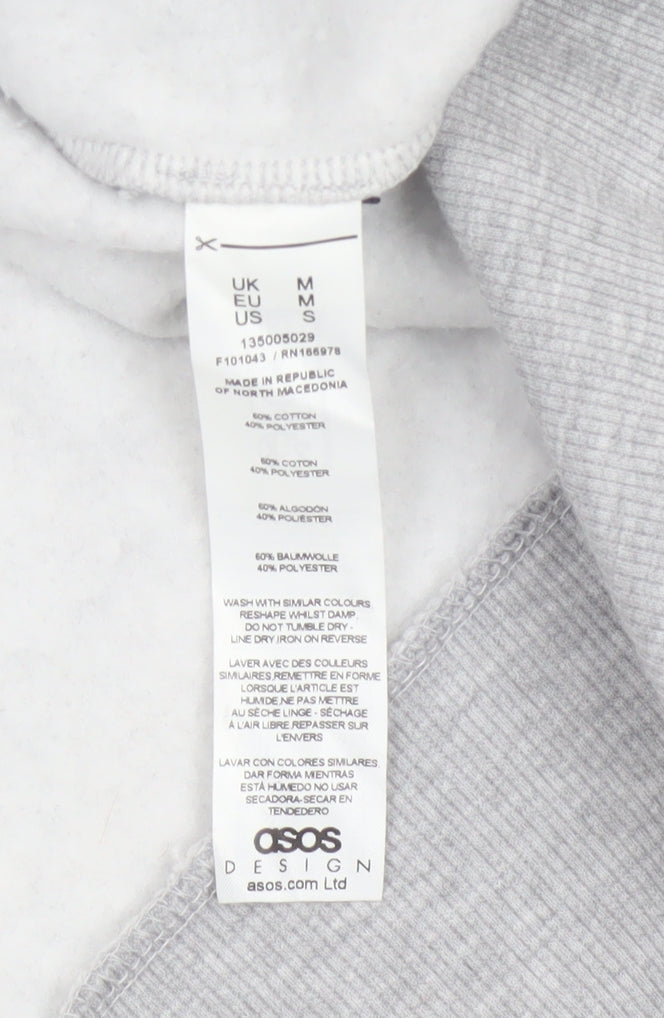 ASOS Design Women Grey M WCA High Neck Logo Pullover Sweatshirt