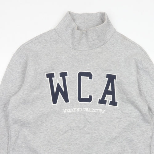 ASOS Design Women Grey M WCA High Neck Logo Pullover Sweatshirt