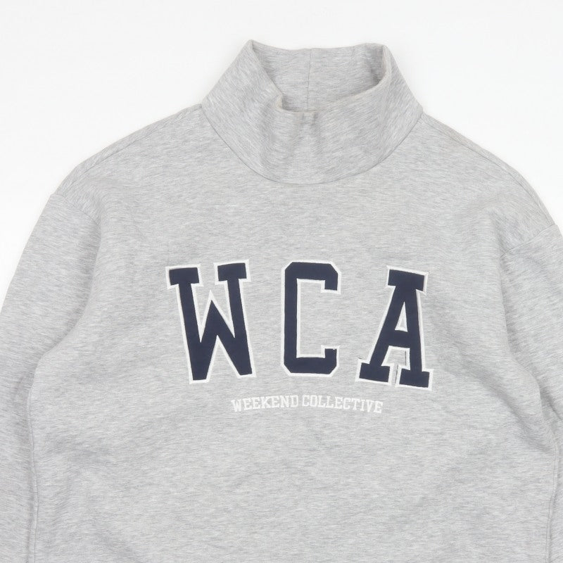 ASOS Design Women Grey M WCA High Neck Logo Pullover Sweatshirt