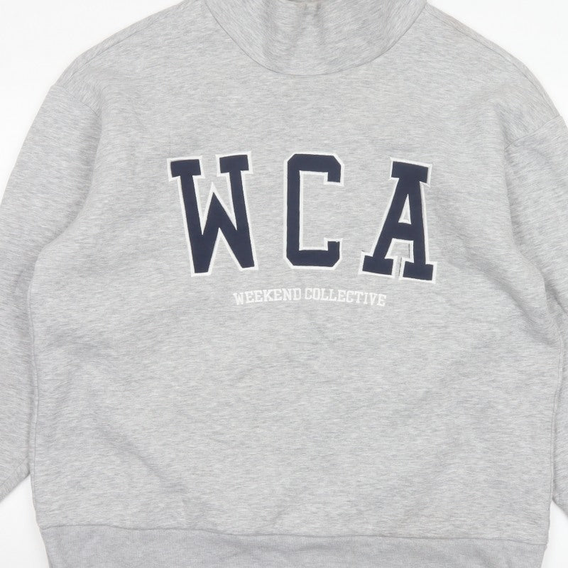 ASOS Design Women Grey M WCA High Neck Logo Pullover Sweatshirt