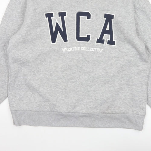 ASOS Design Women Grey M WCA High Neck Logo Pullover Sweatshirt