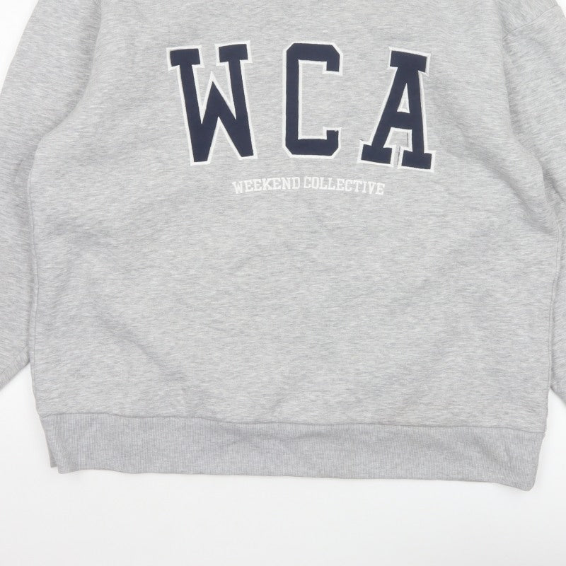 ASOS Design Women Grey M WCA High Neck Logo Pullover Sweatshirt