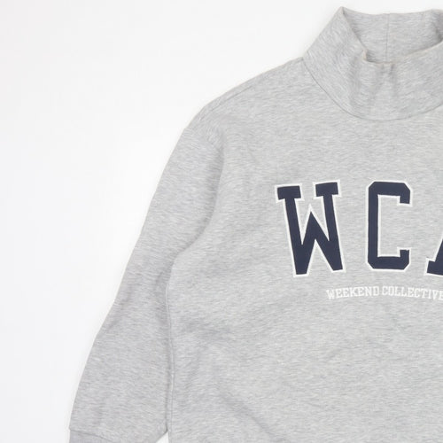 ASOS Design Women Grey M WCA High Neck Logo Pullover Sweatshirt
