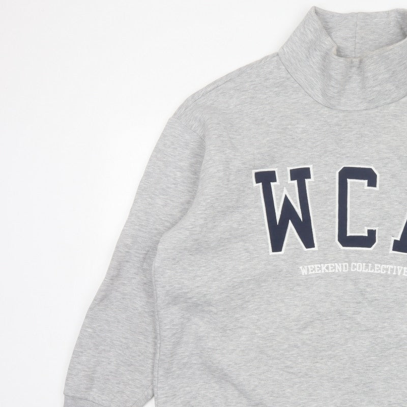 ASOS Design Women Grey M WCA High Neck Logo Pullover Sweatshirt