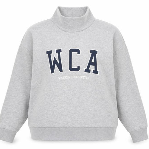 ASOS Design Women Grey M WCA High Neck Logo Pullover Sweatshirt