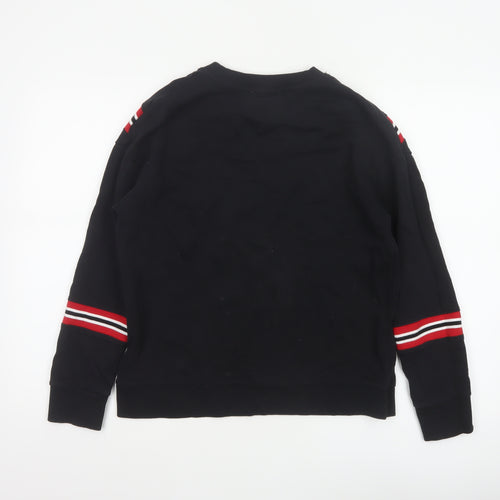Mango Women Black UK 8 Pullover Sweatshirt Red Stripe Crew Neck