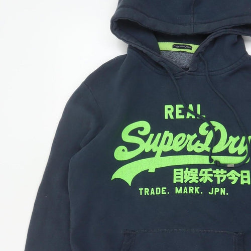 Superdry Men’s Blue S Pullover Hoodie Graphic Logo Fleece