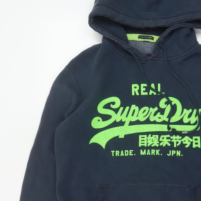 Superdry Men’s Blue S Pullover Hoodie Graphic Logo Fleece