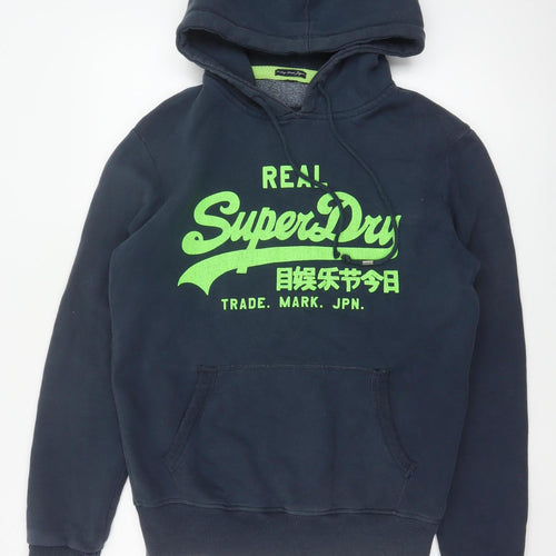 Superdry Men’s Blue S Pullover Hoodie Graphic Logo Fleece