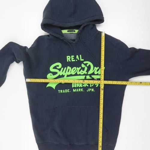 Superdry Men’s Blue S Pullover Hoodie Graphic Logo Fleece