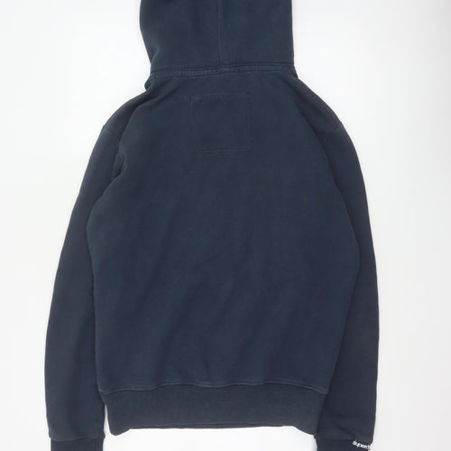Superdry Men’s Blue S Pullover Hoodie Graphic Logo Fleece