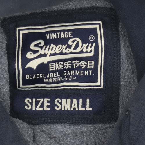 Superdry Men’s Blue S Pullover Hoodie Graphic Logo Fleece