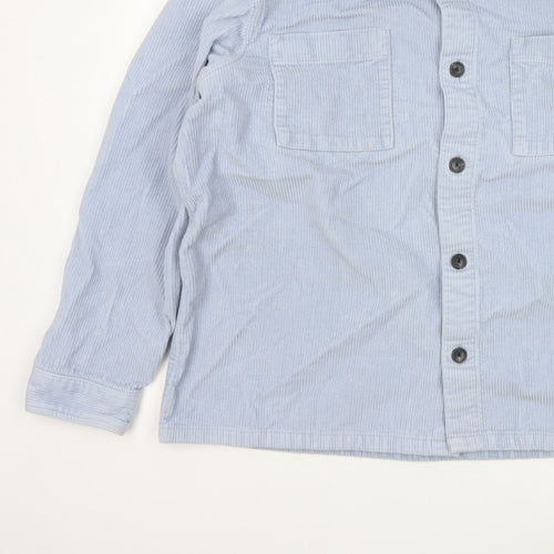 Marks and Spencer Men Blue 2XL Corduroy Overshirt Button-Up