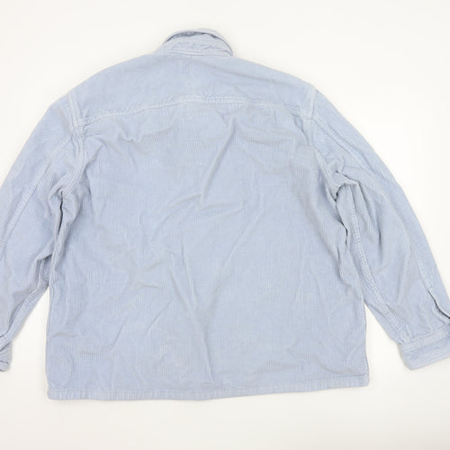 Marks and Spencer Men Blue 2XL Corduroy Overshirt Button-Up