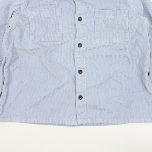 Marks and Spencer Men Blue 2XL Corduroy Overshirt Button-Up