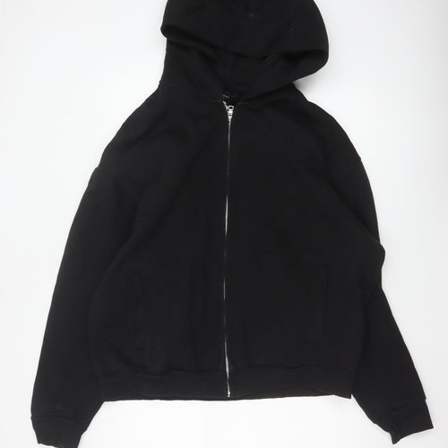 River Island Men’s Black XL Full Zip Hooded Cotton Blend Hoodie