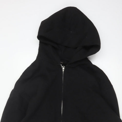 River Island Men’s Black XL Full Zip Hooded Cotton Blend Hoodie