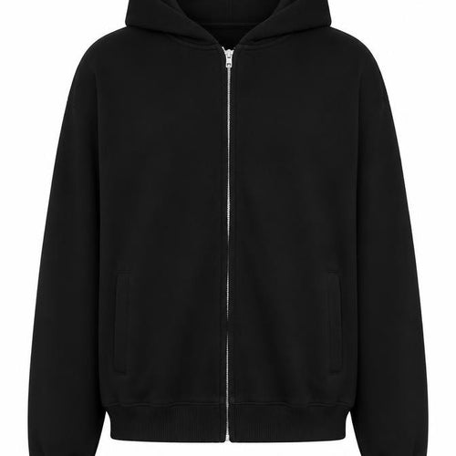 River Island Men’s Black XL Full Zip Hooded Cotton Blend Hoodie