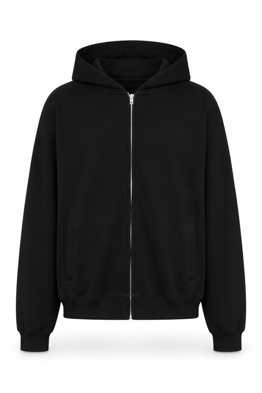 River Island Men’s Black XL Full Zip Hooded Cotton Blend Hoodie