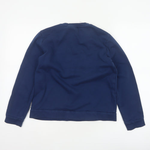 adidas Boys Blue 11-12 Years Pullover Colourblock Logo Sweatshirt
