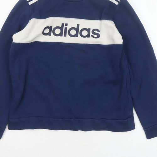 adidas Boys Blue 11-12 Years Pullover Colourblock Logo Sweatshirt