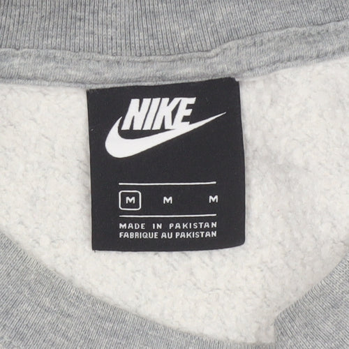 Nike Women’s Grey M Logo Crew Neck Pullover Sweatshirt Fleece