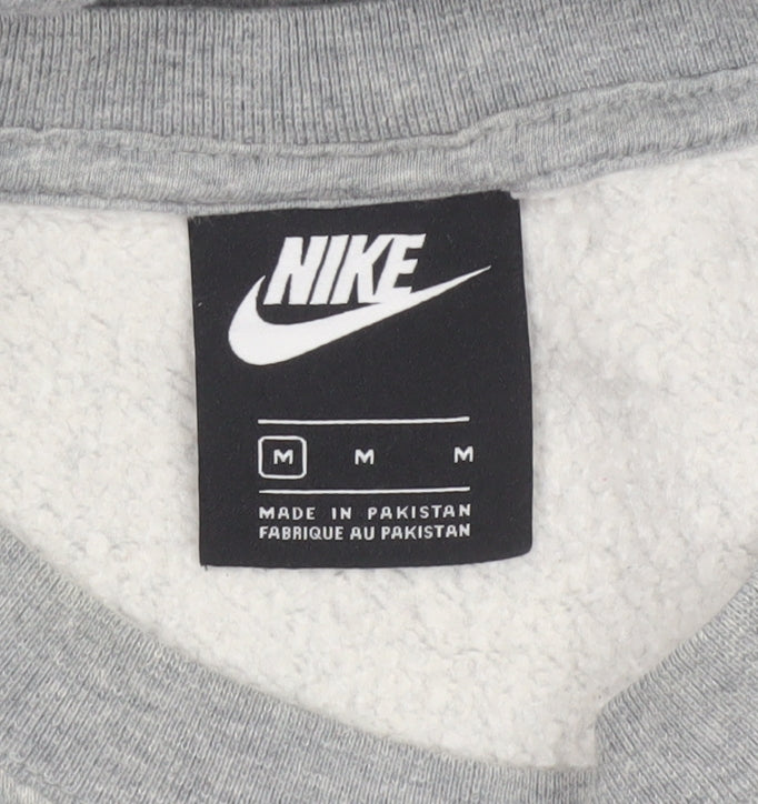 Nike Women’s Grey M Logo Crew Neck Pullover Sweatshirt Fleece