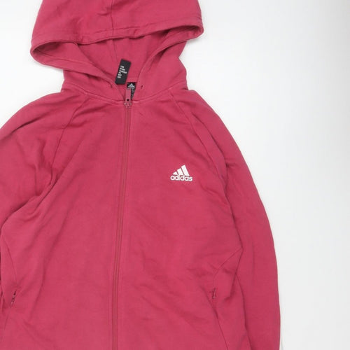 Adidas Women Pink UK 20 Full Zip Hooded Logo Hoodie