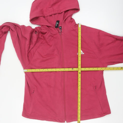 Adidas Women Pink UK 20 Full Zip Hooded Logo Hoodie