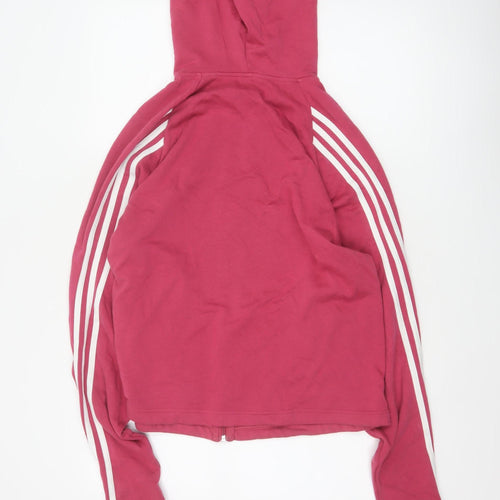 Adidas Women Pink UK 20 Full Zip Hooded Logo Hoodie
