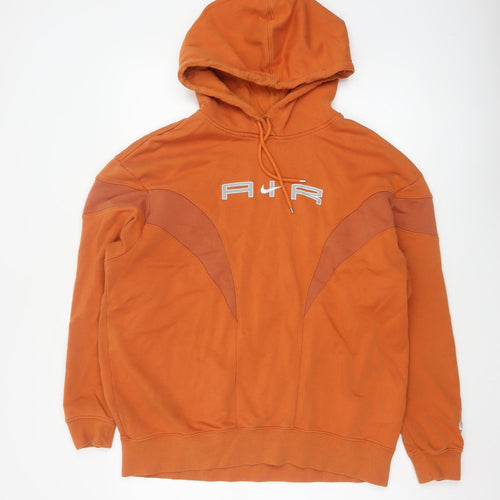 Nike Air Men’s Orange S Pullover Hoodie Logo Fleece