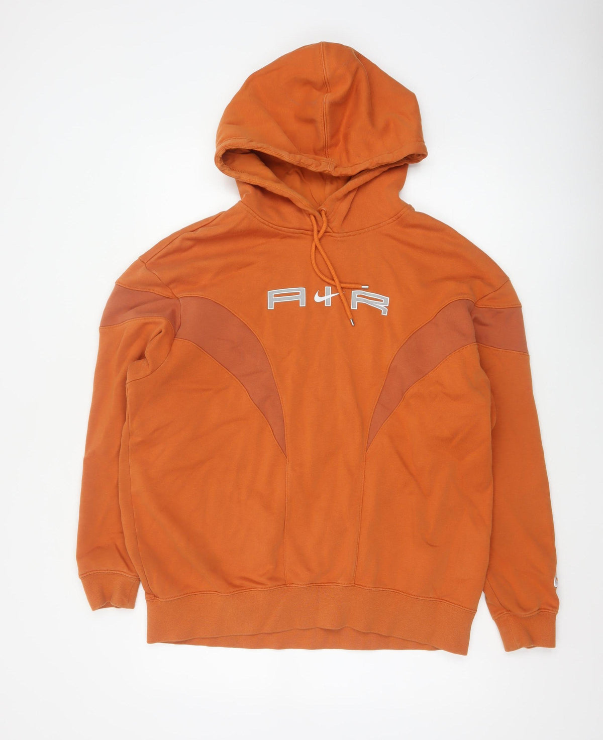 Nike Air Men’s Orange S Pullover Hoodie Logo Fleece