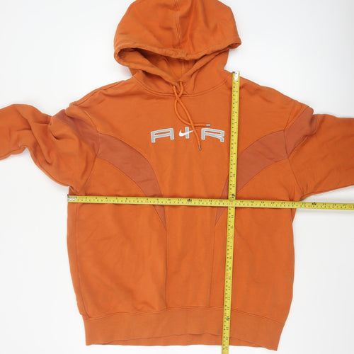 Nike Air Men’s Orange S Pullover Hoodie Logo Fleece