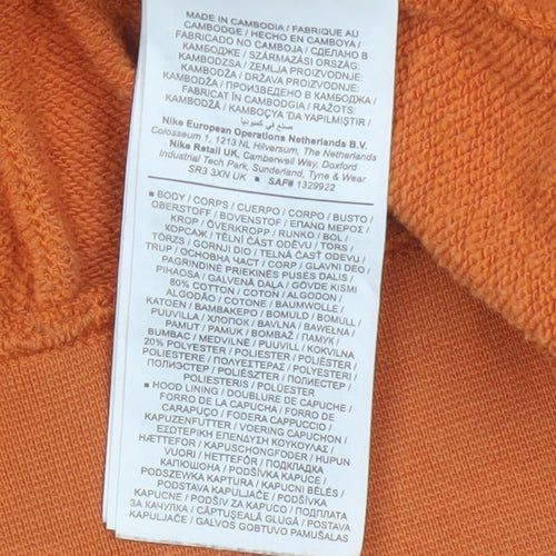 Nike Air Men’s Orange S Pullover Hoodie Logo Fleece