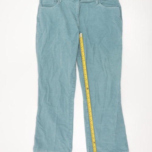 Cotton Traders Women Blue Corduroy Bootcut Trousers Size 16