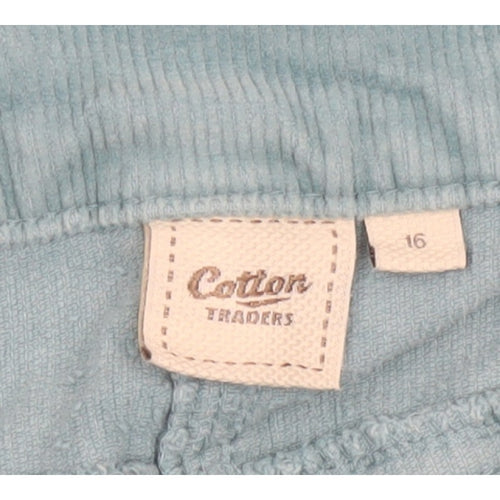 Cotton Traders Women Blue Corduroy Bootcut Trousers Size 16