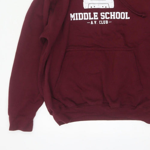 Club Classic Men's Red L Pullover Hoodie Hawkins Middle School 80s Graphic