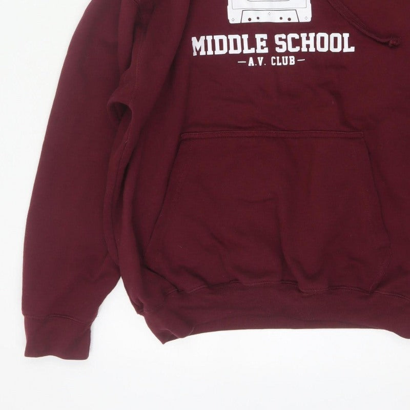Club Classic Men's Red L Pullover Hoodie Hawkins Middle School 80s Graphic