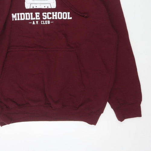 Club Classic Men's Red L Pullover Hoodie Hawkins Middle School 80s Graphic