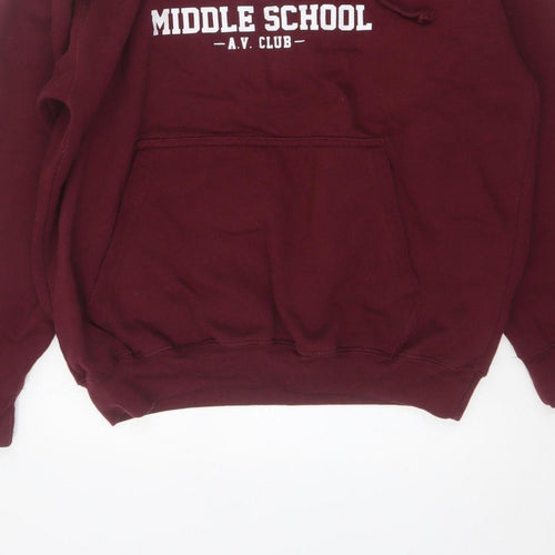 Club Classic Men's Red L Pullover Hoodie Hawkins Middle School 80s Graphic