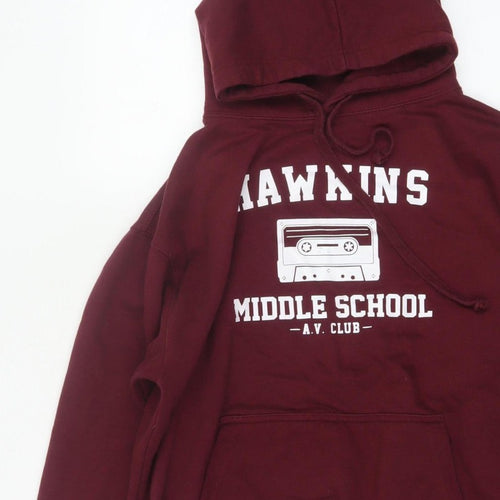 Club Classic Men's Red L Pullover Hoodie Hawkins Middle School 80s Graphic