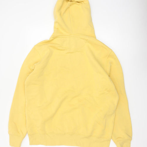 GANT Men’s Yellow L Pullover Hoodie Logo Drawstring Cotton Blend